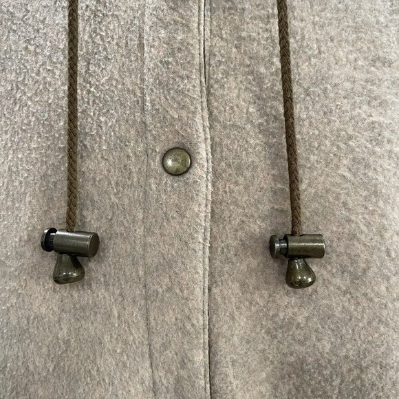 Ladies Sherpa Fleece Jacket L Tan And Olive Oversized Snap Button Coat - Picture 7 of 12